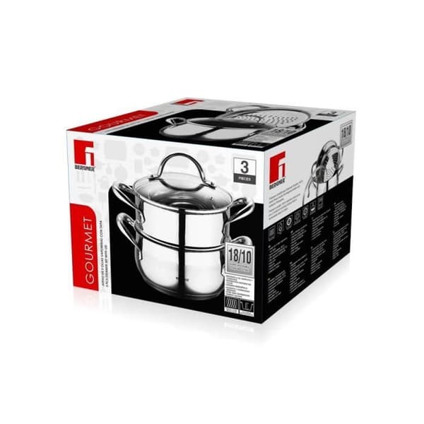 Bergner gourmet - pastakokare rostfritt stål med lock 18x9 cm 2,2l bra för induktion
