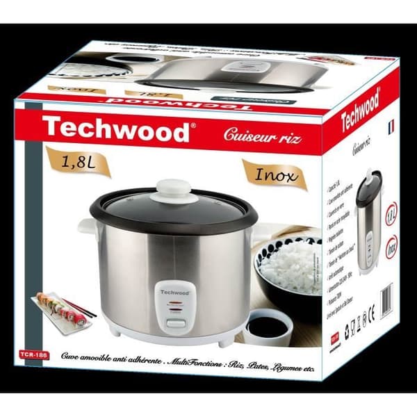 TECHWOOD TCR-186 riskokare - Kapacitet 1,8 L - Håll värmen - Automatisk avstängning