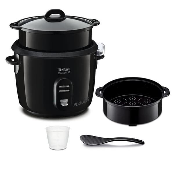 TEFAL Riskokare, 5 L non-stick skål, Kapacitet 1,5 kg ris, Hålla värmen, Ångkorg, Classic 2 RK103811