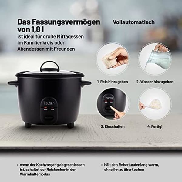 Riskokare - LAUBEN - 600BC - Kapacitet 0,6 l - Metallånginsats - Tempat glaslock