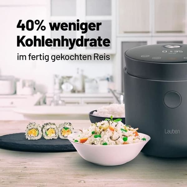 Ris koker Lauben LOW Sugar Rice Cooker, 1,5 l, varmhållningsfunktion, diskmaskinssäker inre behållare, surf