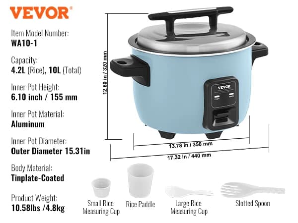 Kommersiel Ris Cooker, Non-Stick Aluminium Gryde, 10L Kapacitet,10L