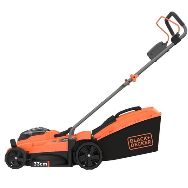 BLACK &amp; DECKER 18V LITHIUM Trådlös gräsklippare 33 cm - 2,5 Ah - 2 batterier - 1 laddare - BCMW3318L2-QW
