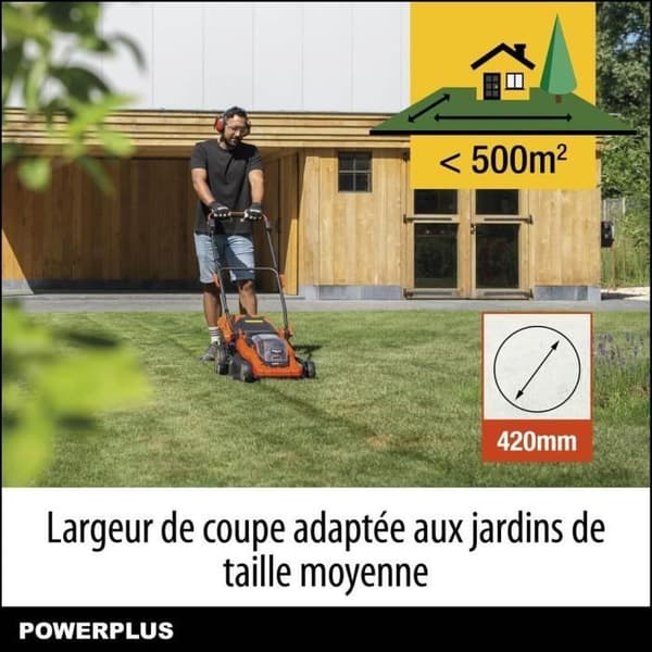 PowerPlus Dual Power Battery Lower Battery PowDPGLWS2 - 40 V Lawn Mower, 420 mm Ø, Batteri och laddare ingår