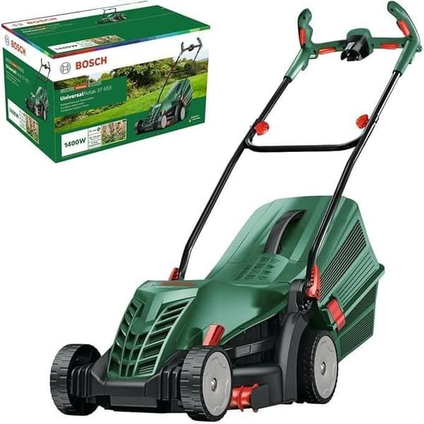 Bosch UniversalRotak 37-555 gräsklippare med sladd (1400 W motor, 37 cm klippbredd, 40 liters gräsuppsamlare)