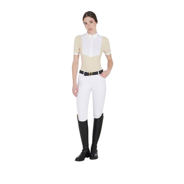 Equestro Fit Pleated Cotton Lyhythihainen Pikeepaita  XS