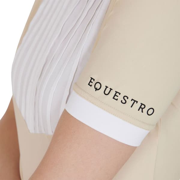 Equestro Fit Pleated Cotton Kortärmad Polotröja  S