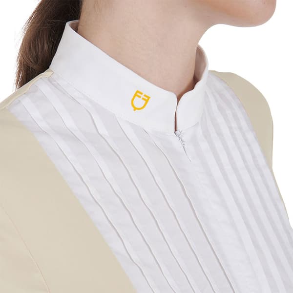 Equestro Fit Pleated Cotton Kortärmad Polotröja  S