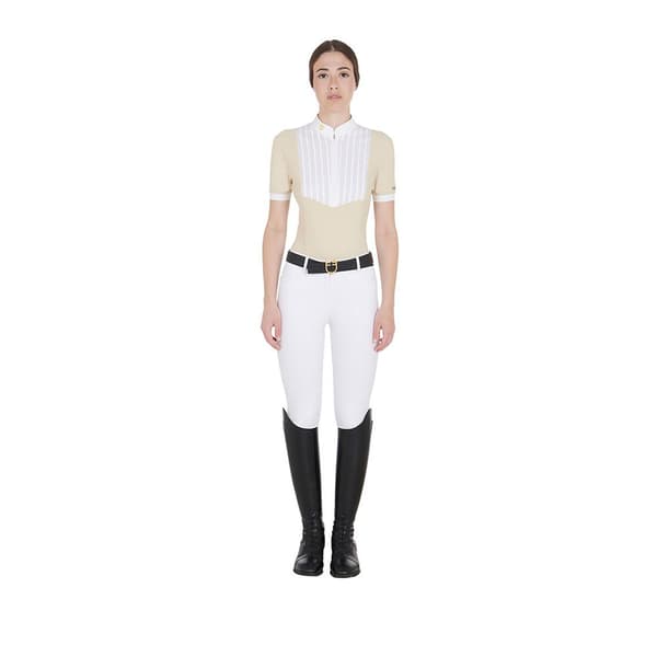 Equestro Fit Pleated Cotton Kortärmad Polotröja  S