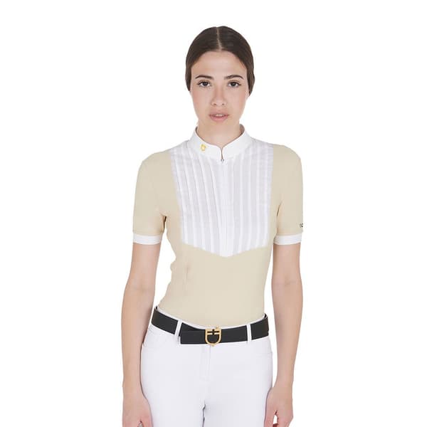 Equestro Fit Pleated Cotton Kortärmad Polotröja  S