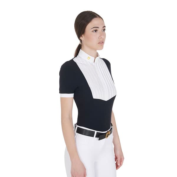 Equestro Fit Pleated Cotton Kortärmad Polotröja M