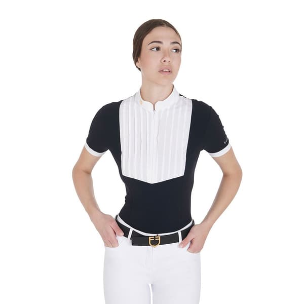 Equestro Fit Pleated Cotton Kortärmad Polotröja M
