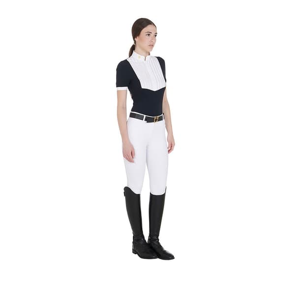Equestro Fit Pleated Cotton Kortärmad Polotröja M