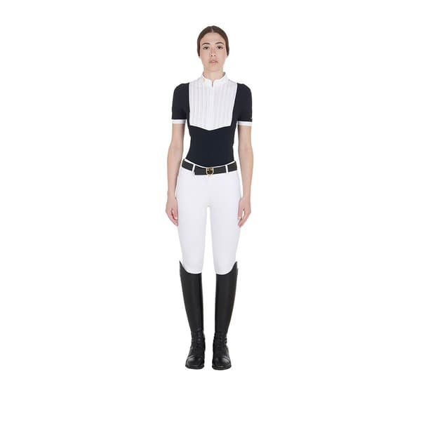 Equestro Fit Pleated Cotton Kortärmad Polotröja M
