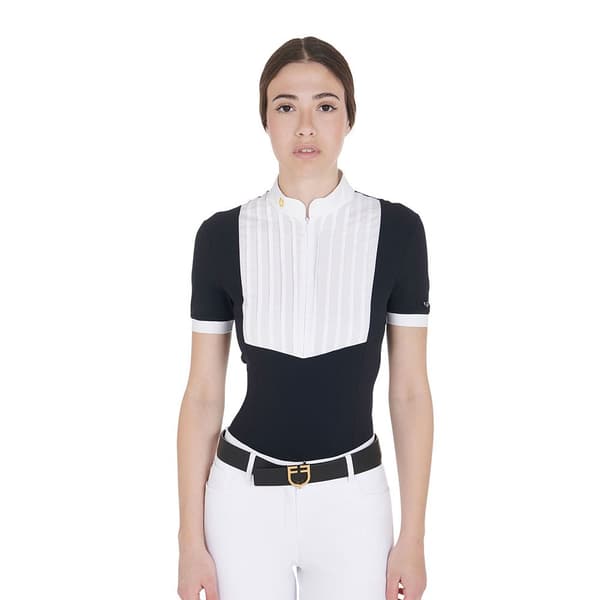 Equestro Fit Pleated Cotton Kortärmad Polotröja M