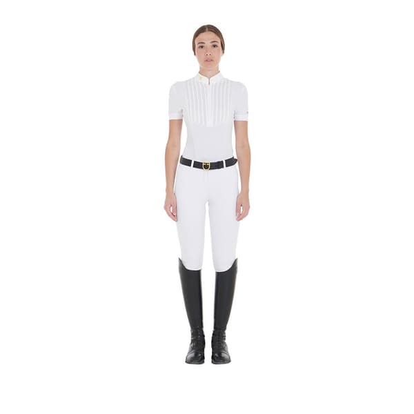 Equestro Fit Pleated Cotton Kortærmet Polo M
