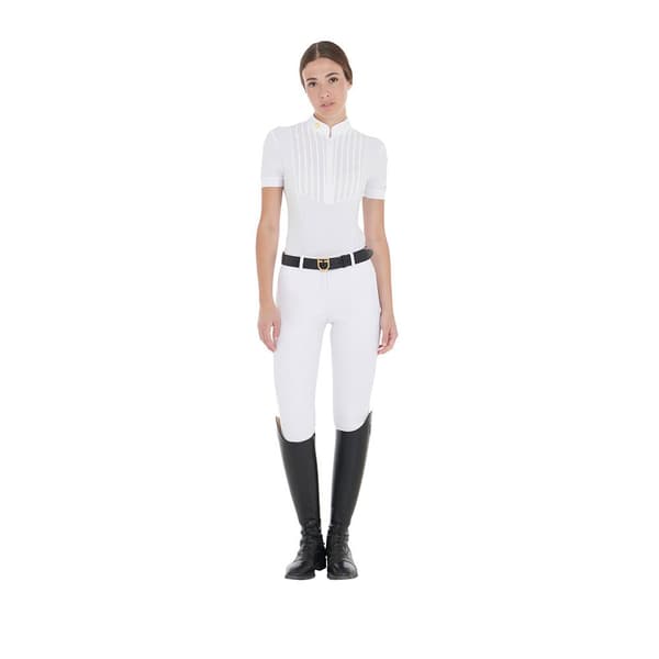 Equestro Fit Pleated Cotton Kortærmet Polo  M