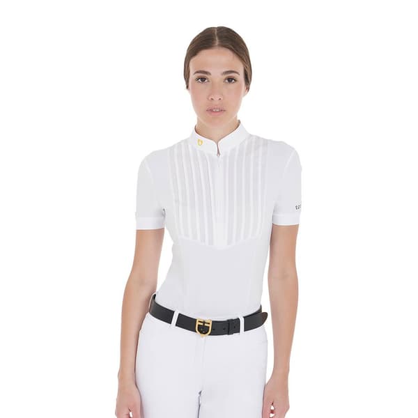 Equestro Fit Pleated Cotton Kortärmad Polotröja  M