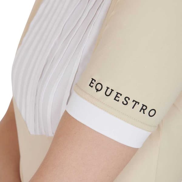 Equestro Fit Pleated Cotton Kortærmet Polo Beige XL