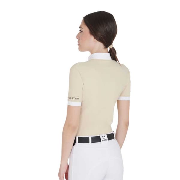 Equestro Fit Pleated Cotton Kortærmet Polo Beige XL