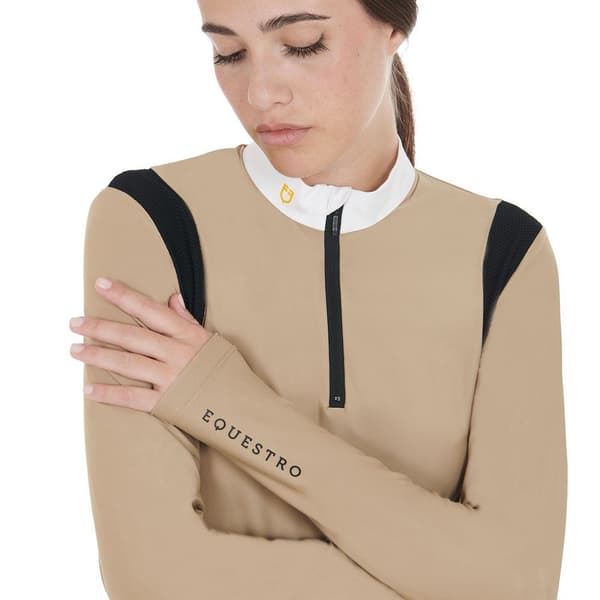 Equestro Technical Fabric Kortærmet Polo Beige L