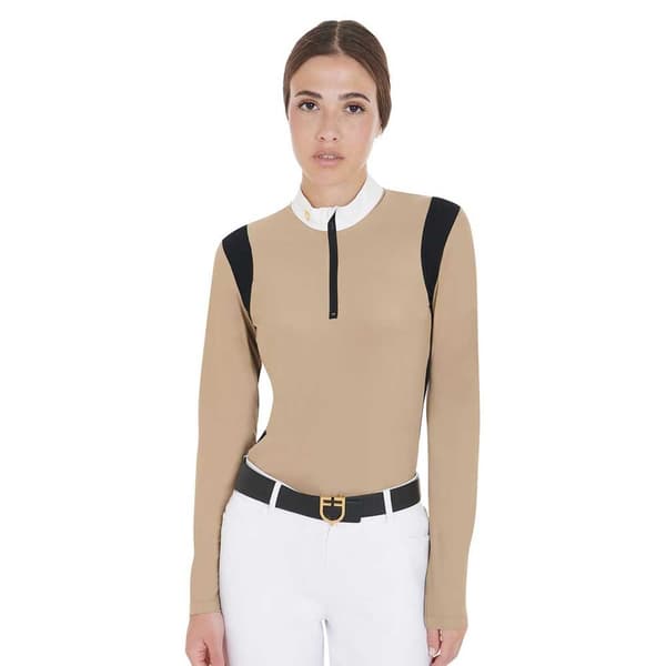 Equestro Technical Fabric Lyhythihainen Pikeepaita Beige S