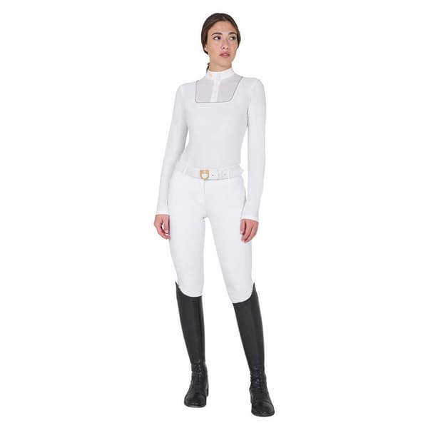 Equestro Buttons Jersey Pikétröja Med Lång ärm Vit S