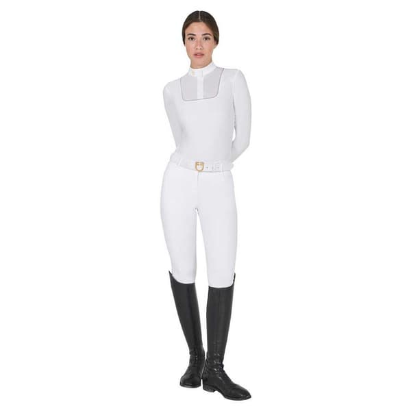 Equestro Buttons Jersey Pikétröja Med Lång ärm Vit S