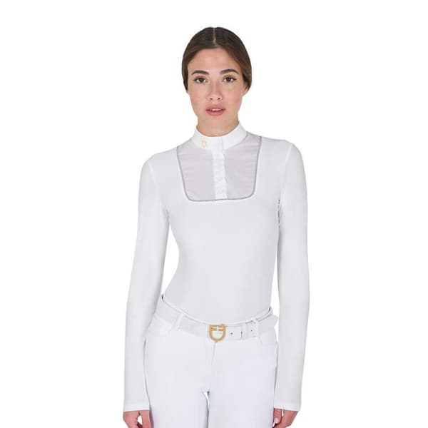 Equestro Buttons Jersey Pikétröja Med Lång ärm Vit S