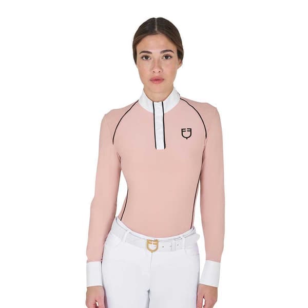 Equestro Mesh Insert Pikétröja Med Lång ärm Rosa S