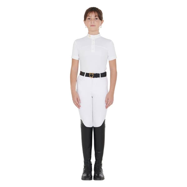 Equestro Buttons 1/2 Mesh Kortärmad Polotröja Vit 12 Years