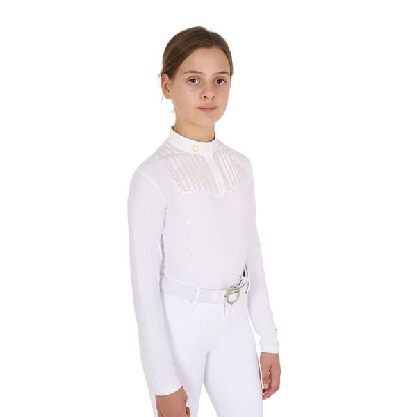 Equestro Rhinestone Buttons Polo Med Lange ærmer 10 Years