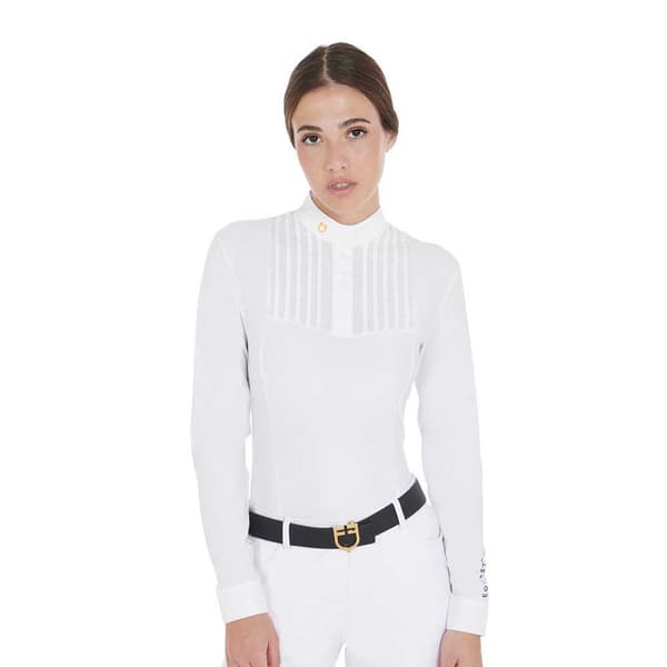 Equestro Cotton Polo Med Lange ærmer Hvid M