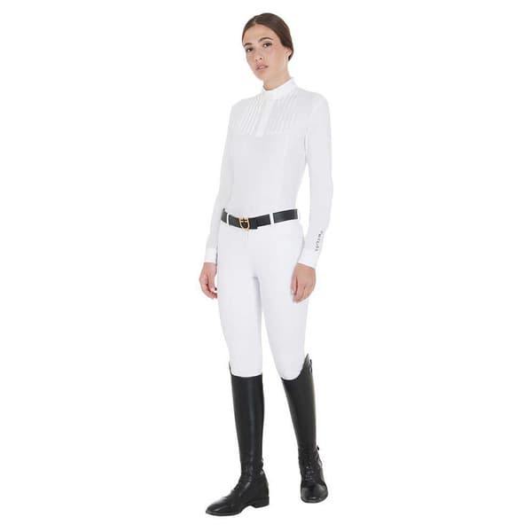 Equestro Cotton Pikétröja Med Lång ärm Vit XS