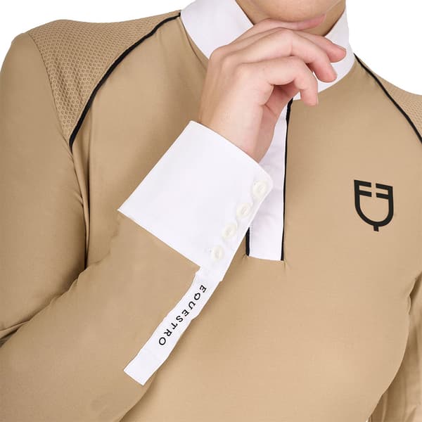 Equestro Mesh Insert Pikétröja Med Lång ärm  S