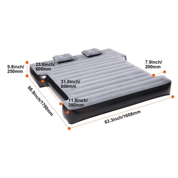 Lastbil luftmadras, oppustelig camping seng, 12V luftpumpe, 2 puder, passer til 55-58 ft lastbilssenge., 5,5-5,8ft