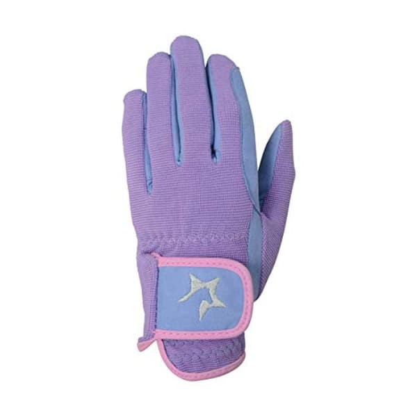 Hy5 Children/Kids Zeddy Riding Gloves Floral Lavender/Petrol Blue/Pink Powder Blush XL