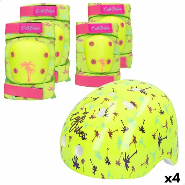 Sportsbeskyttelsessæt Colorbaby Neon Cali Vibes Gul (4 enheder)