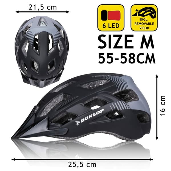 Cykelhjelm til voksne Dunlop M Sort LED Lys