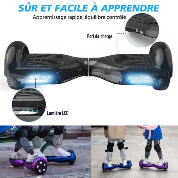 Hoverboard 6.5 Tum med Bluetooth och LED - RCB - Perfekt Present för Barn Svart