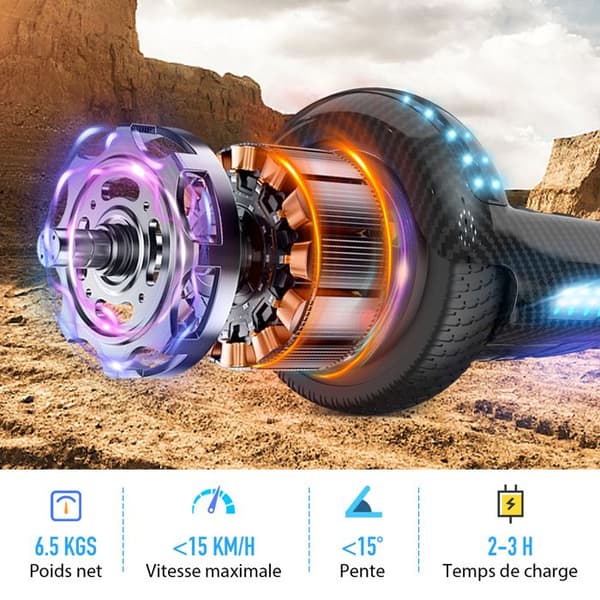 Hoverboard 6.5 Tum med Bluetooth och LED - RCB - Perfekt Present för Barn Svart