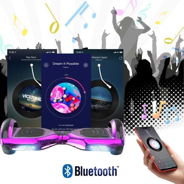 Hoverboard RCB 6,5 tum Bluetooth LED Karting Justerbar Rosa