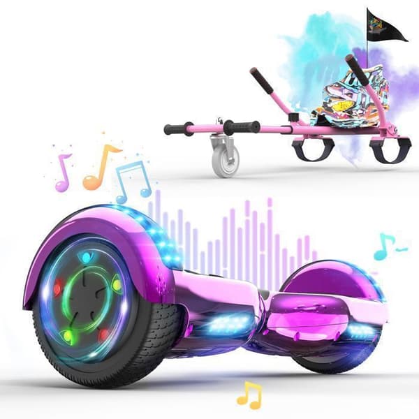 Hoverboard RCB 6,5 tum Bluetooth LED Karting Justerbar Rosa