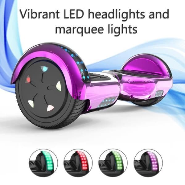 RCB 6,5 tums hoverboard för barn och tonåringar Bluetooth LED Kraftfull Motor Rosa