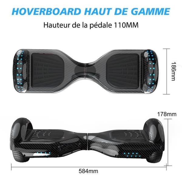 CITYSPORTS PACK Hoverboard 6,5'' Bluetooth 700W-motor med LED-blixthjul + justerbar Hoverkart, idealisk present till barn/tonåringar