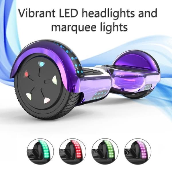 RCB 6,5 tums hoverboard för barn och tonåringar - Bluetooth LED - Kraftfull motor - Lila