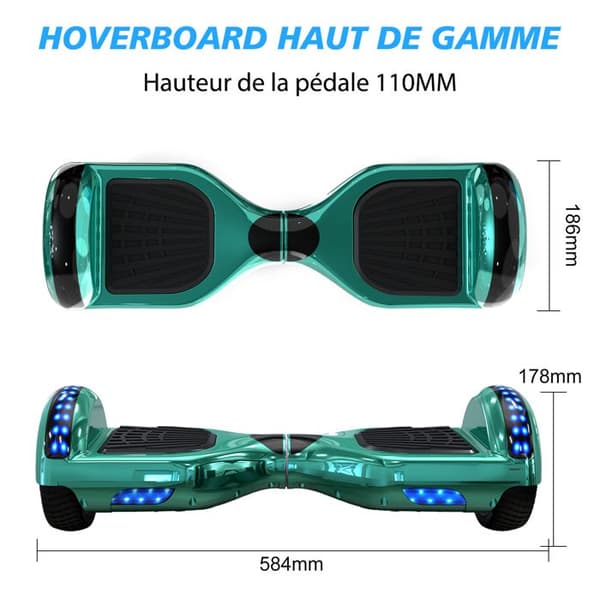 Hoverboard 6,5 Tum med Bluetooth och LED - RCB - Perfekt Gåva till Barn Grön