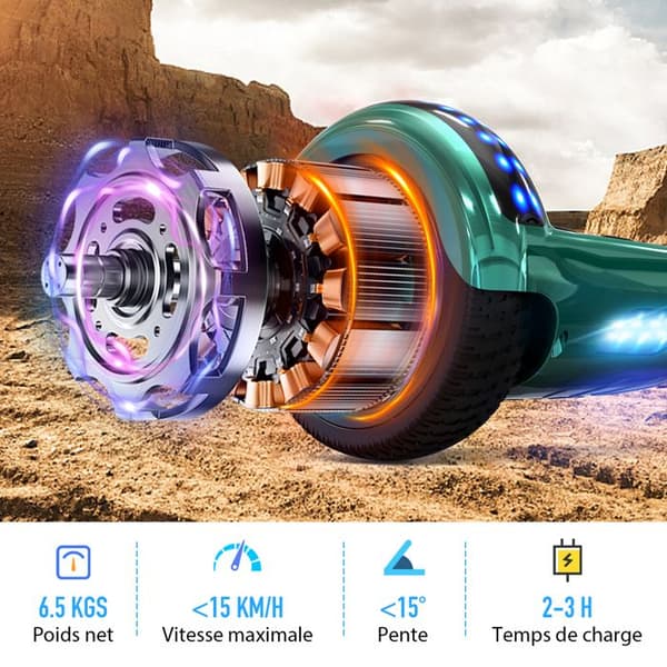 Hoverboard 6,5 Tum med Bluetooth och LED - RCB - Perfekt Gåva till Barn Grön