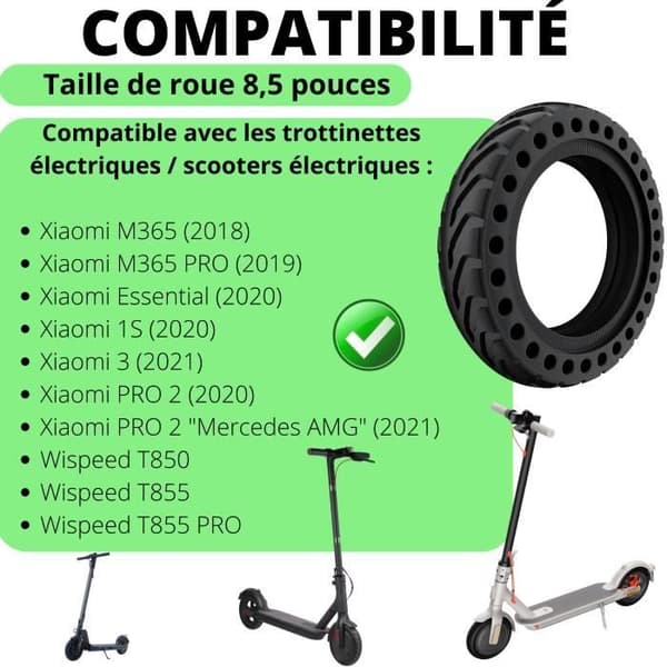 Punkteringsfri däck för Xiaomi M365 M365 PRO Essential Wispeed T855 T850 - 8,5 tum fram- och bakhjul [Paket 2] Phonillico®