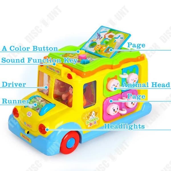 TD® Electric Music School Bus Toy Multifunktionell engelsk version Pedagogisk interaktiv dansleksak för barn